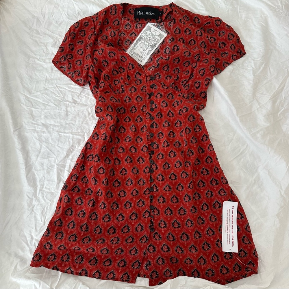 Realisation par red silk mini dress